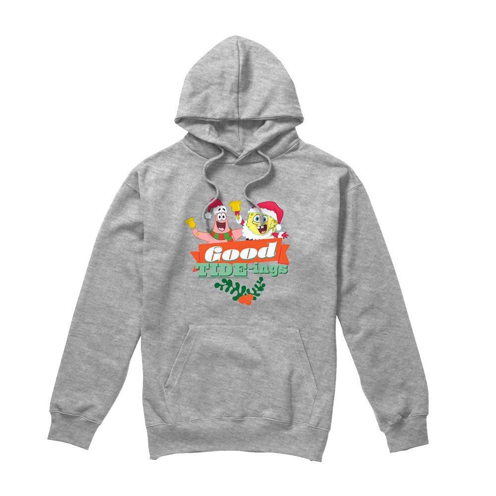 Sport Heather - Front - SpongeBob SquarePants Mens Good Tide-ings Patrick Star Santa Claus Christmas Hoodie