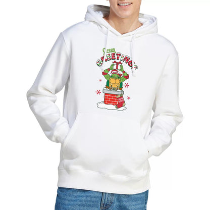 White - Lifestyle - Teenage Mutant Ninja Turtles Mens Green Greetings Christmas Scene Hoodie