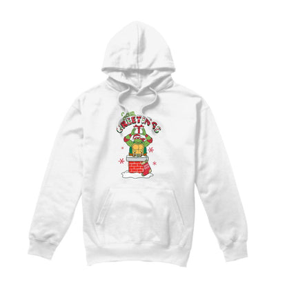 White - Front - Teenage Mutant Ninja Turtles Mens Green Greetings Christmas Scene Hoodie