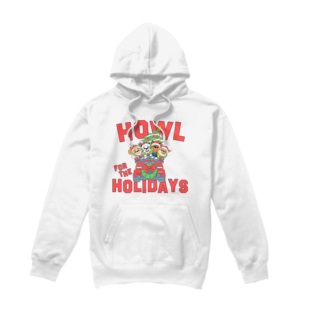 White - Front - Paw Patrol Mens Howl For The Christmas Holidays Hoodie