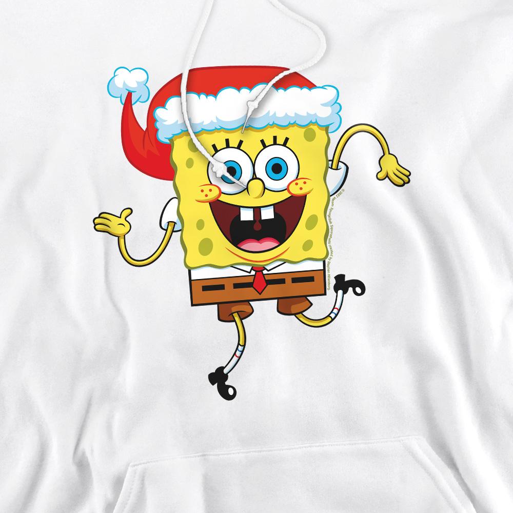 White - Pack Shot - SpongeBob SquarePants Mens Santa Hat Christmas Hoodie