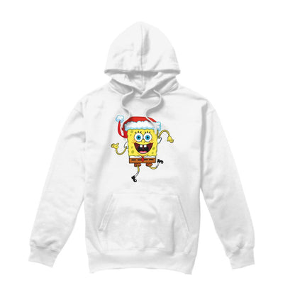 White - Front - SpongeBob SquarePants Mens Santa Hat Christmas Hoodie