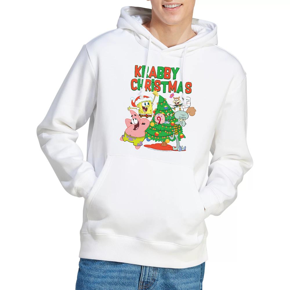 White - Lifestyle - SpongeBob SquarePants Mens Decorating Christmas Tree Hoodie