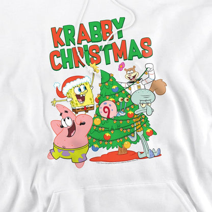 White - Pack Shot - SpongeBob SquarePants Mens Decorating Christmas Tree Hoodie