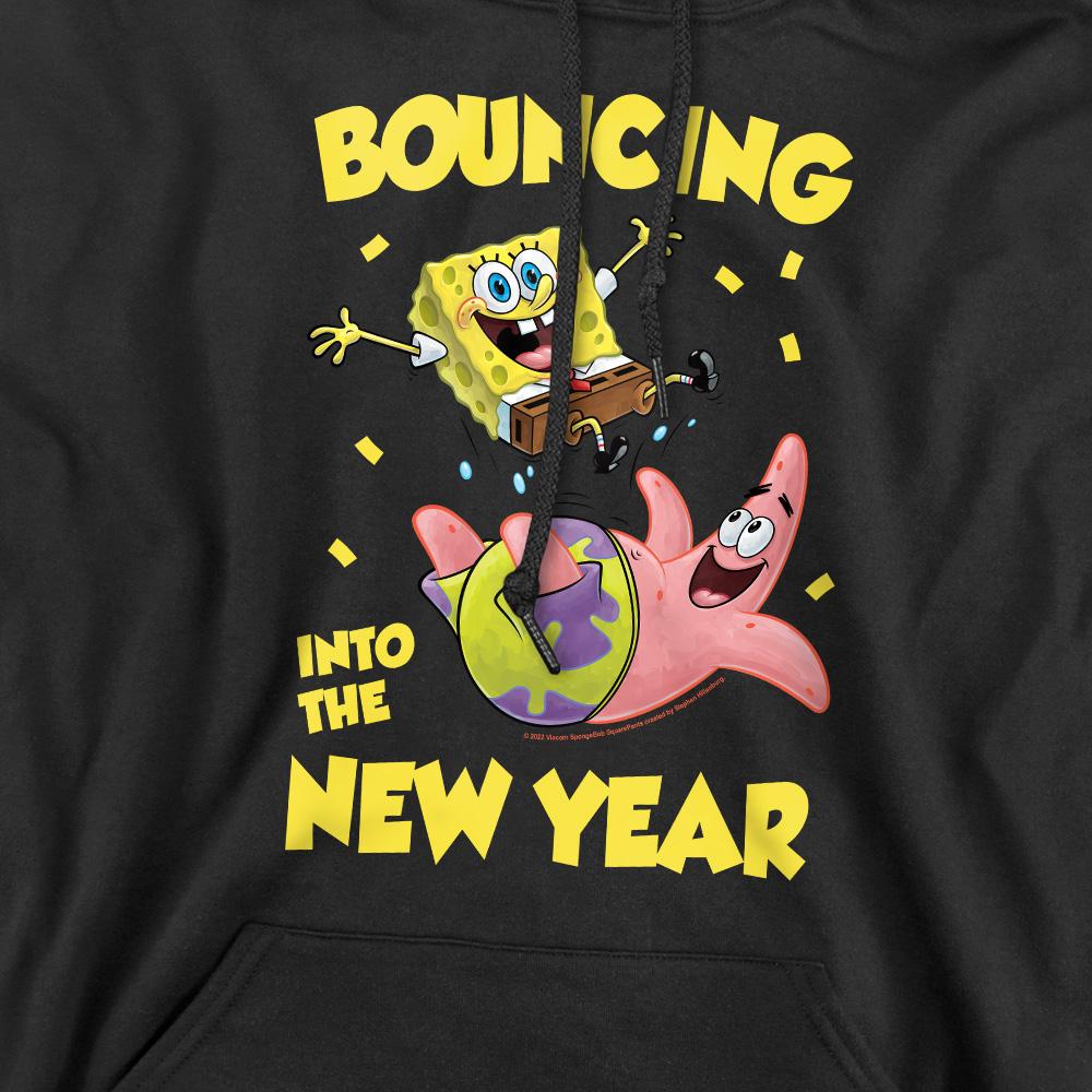 Black - Pack Shot - SpongeBob SquarePants Mens Bouncing Into The New Year Hoodie