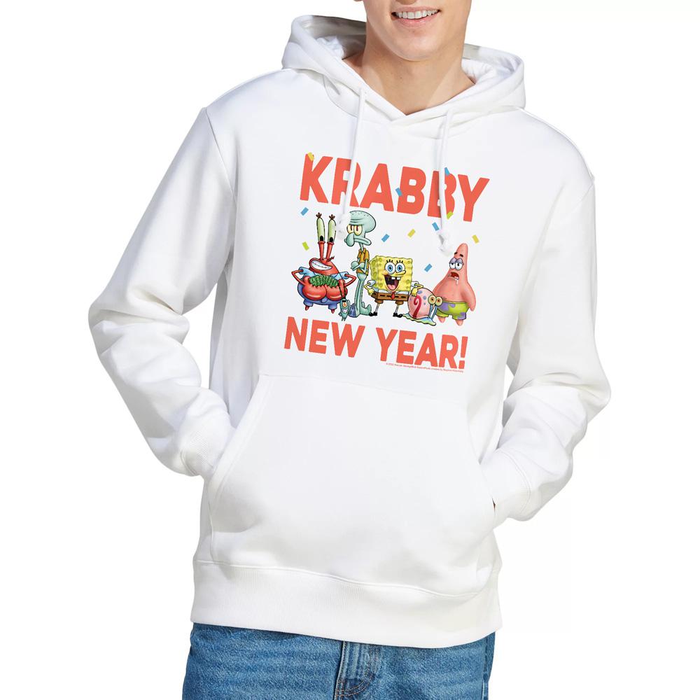 White - Lifestyle - SpongeBob SquarePants Mens Krabby New Year Hoodie