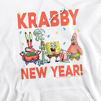White - Pack Shot - SpongeBob SquarePants Mens Krabby New Year Hoodie