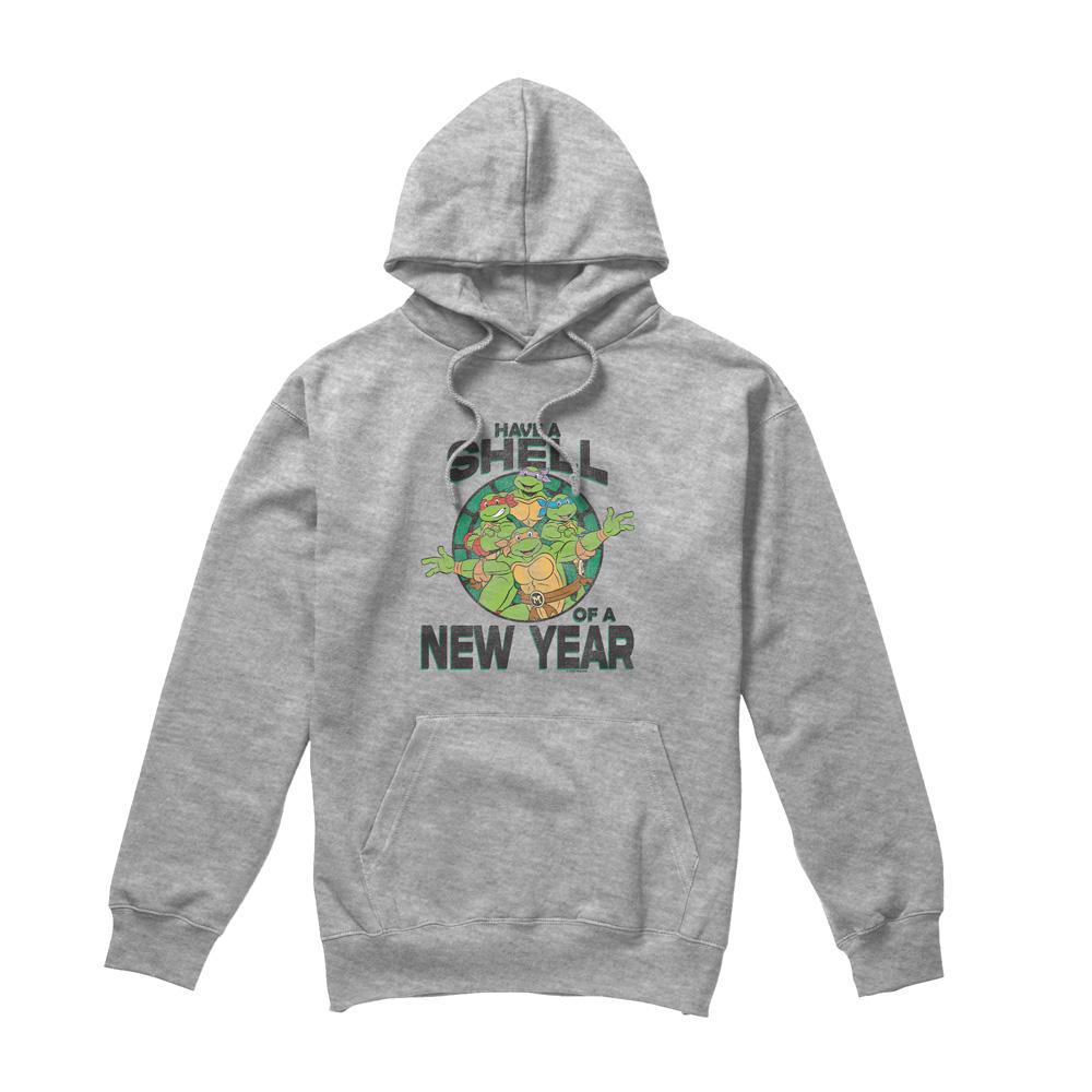 Sport Heather - Front - Teenage Mutant Ninja Turtles Mens Shell Of A New Year Hoodie