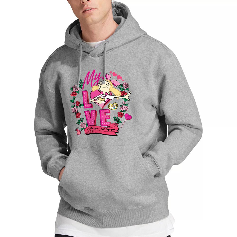 Sport Heather - Lifestyle - Hey Arnold! Mens I Hate You But Love You Helga Valentine`s Day Hoodie