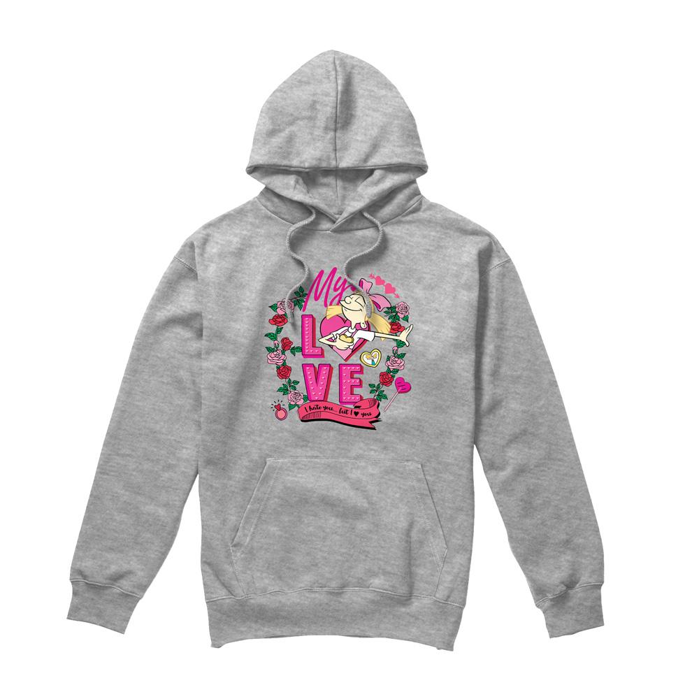 Sport Heather - Front - Hey Arnold! Mens I Hate You But Love You Helga Valentine`s Day Hoodie