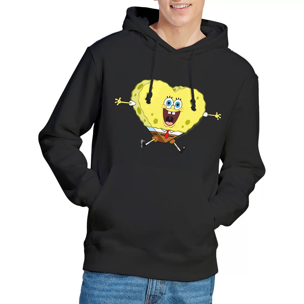 Black - Lifestyle - SpongeBob SquarePants Mens Heart-Shaped Sponge Valentine`s Day Hoodie