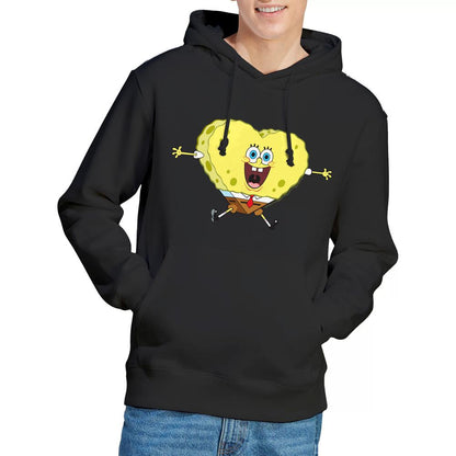 Black - Lifestyle - SpongeBob SquarePants Mens Heart-Shaped Sponge Valentine`s Day Hoodie