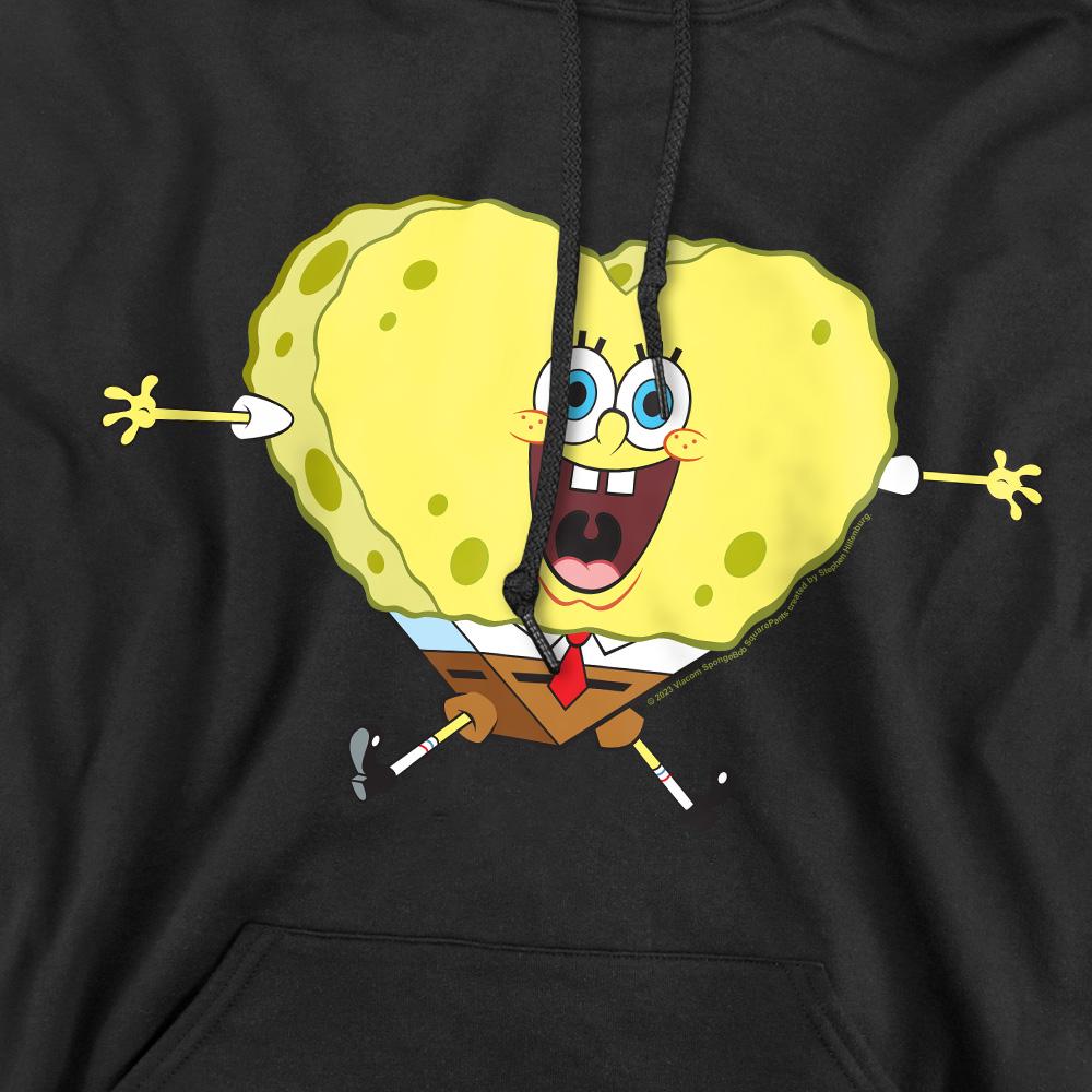 Black - Pack Shot - SpongeBob SquarePants Mens Heart-Shaped Sponge Valentine`s Day Hoodie