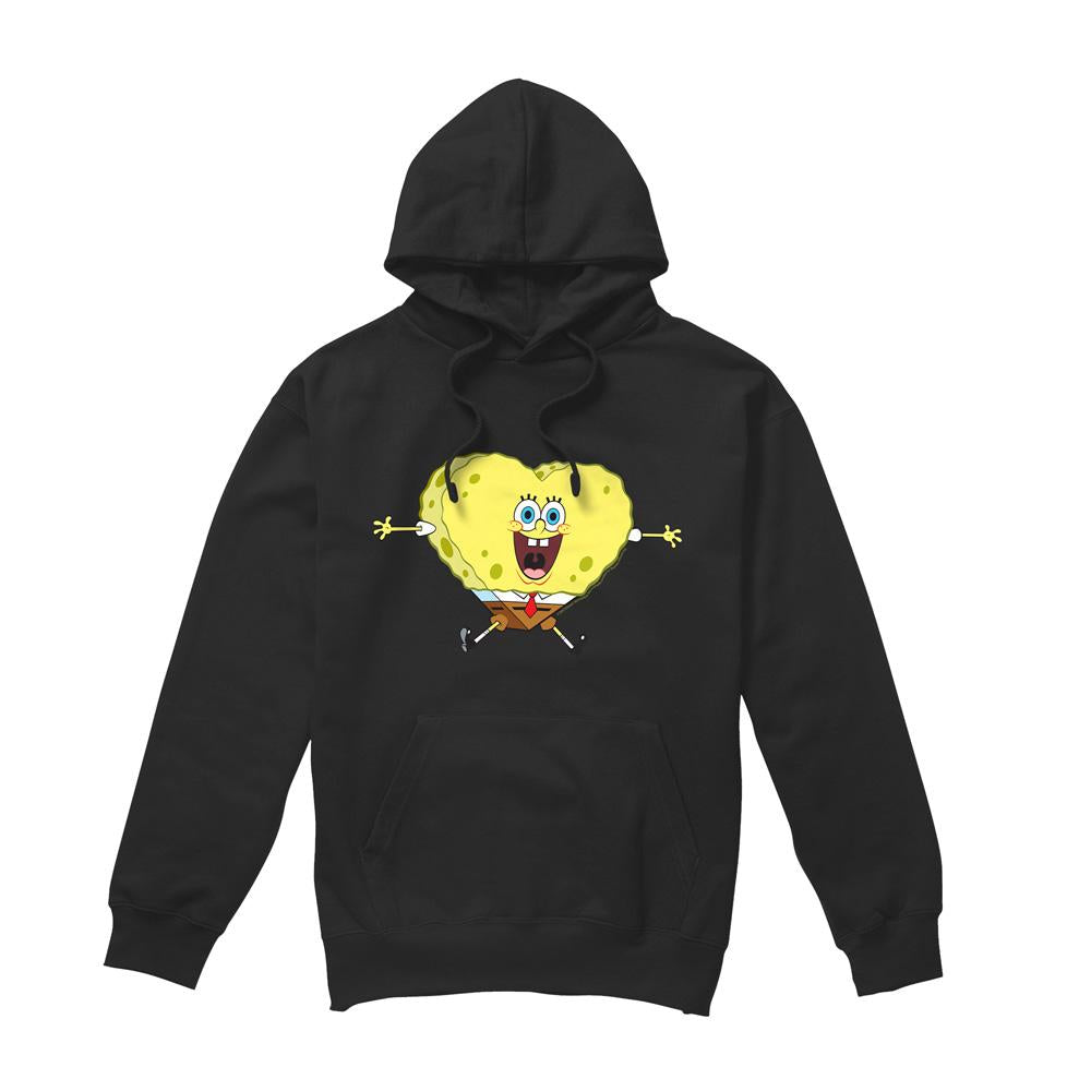 Black - Front - SpongeBob SquarePants Mens Heart-Shaped Sponge Valentine`s Day Hoodie