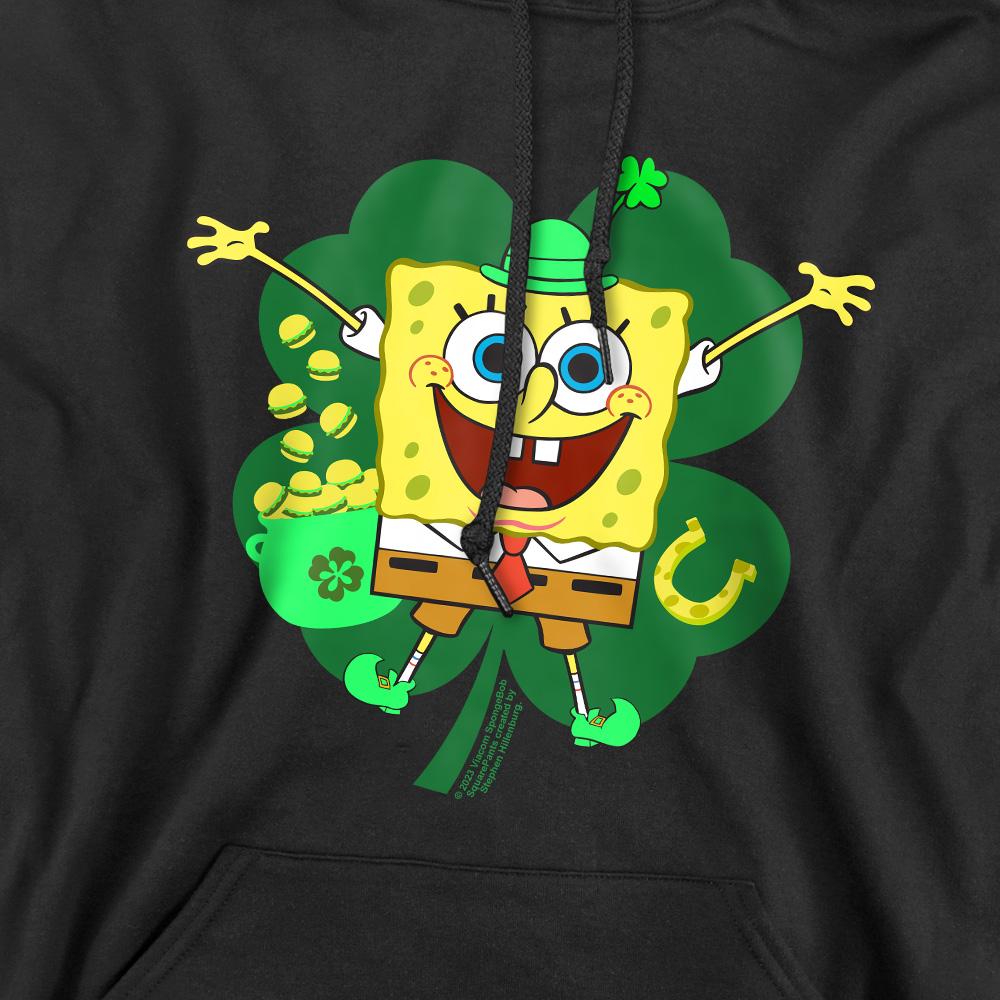 Black - Pack Shot - SpongeBob SquarePants Mens Spongey Four Leaf Clover St Patricks Day Hoodie