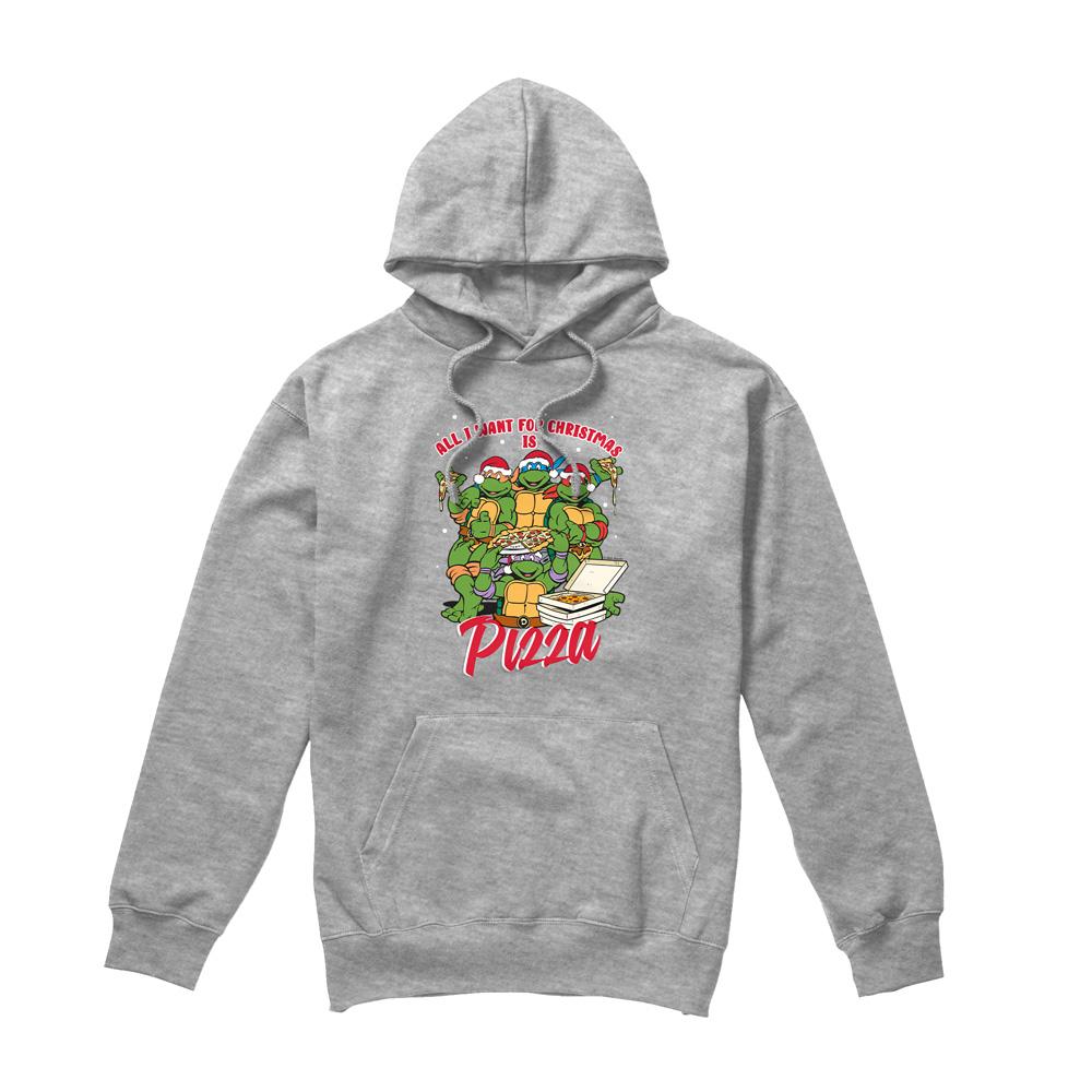 Sport Heather - Front - Teenage Mutant Ninja Turtles Mens Pizza Christmas Hoodie