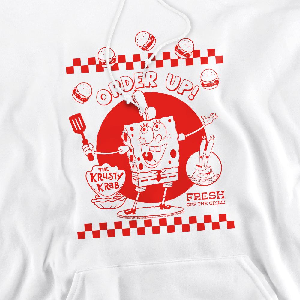 White - Side - SpongeBob SquarePants Mens Order Up! Hoodie
