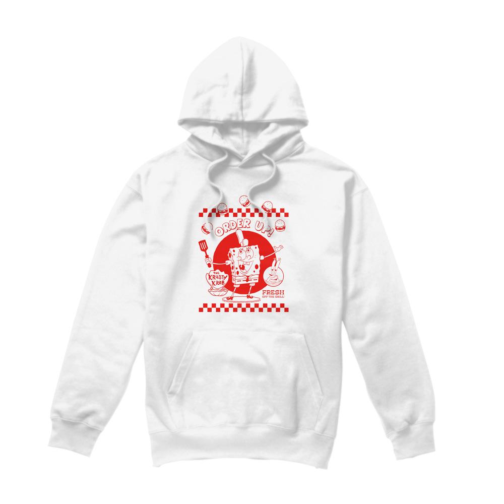 White - Front - SpongeBob SquarePants Mens Order Up! Hoodie