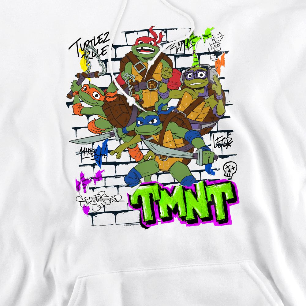 White - Pack Shot - Tales of the Teenage Mutant Ninja Turtles Mens Brick Wall Poster Hoodie
