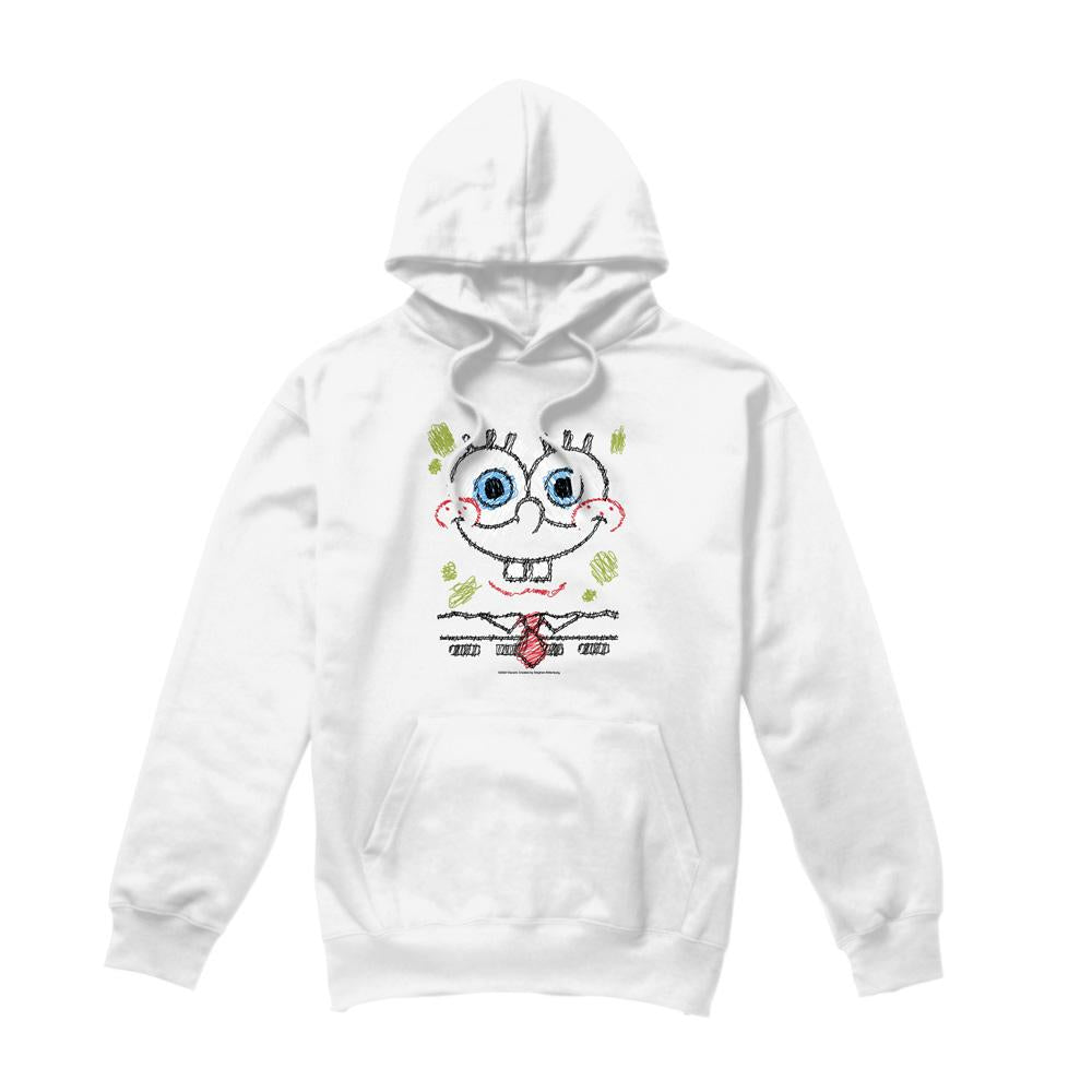 White - Front - SpongeBob SquarePants Mens Scribble Smile Hoodie