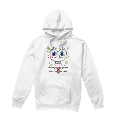 White - Front - SpongeBob SquarePants Mens Scribble Smile Hoodie