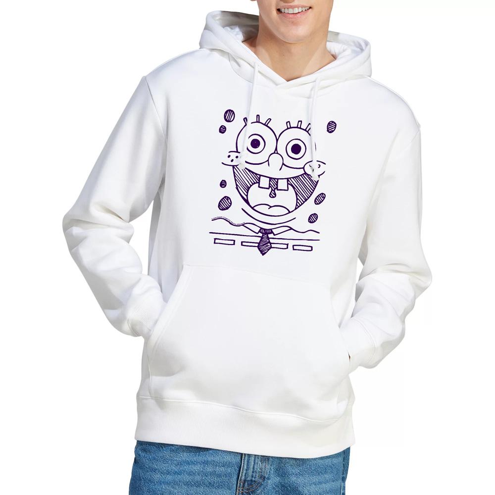 White - Lifestyle - SpongeBob SquarePants Mens Grin Felt Pen Hoodie
