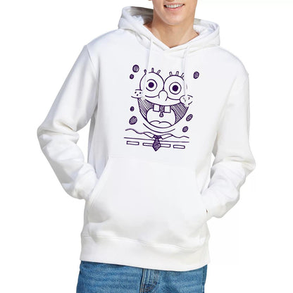 White - Lifestyle - SpongeBob SquarePants Mens Grin Felt Pen Hoodie