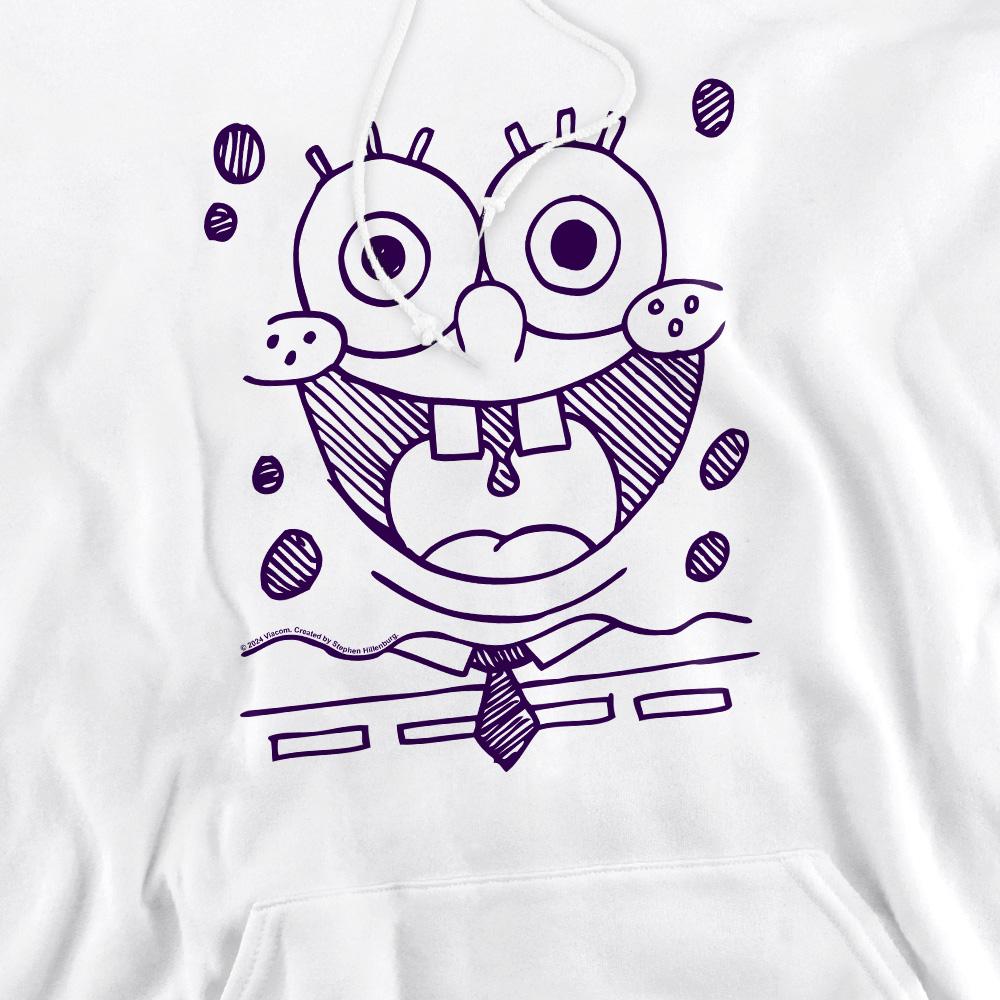 White - Pack Shot - SpongeBob SquarePants Mens Grin Felt Pen Hoodie
