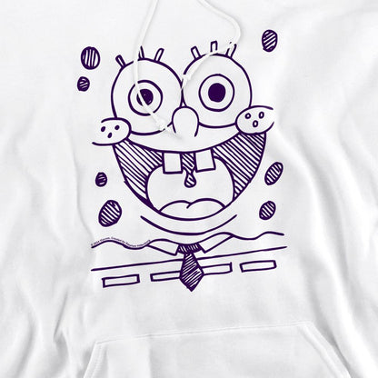 White - Pack Shot - SpongeBob SquarePants Mens Grin Felt Pen Hoodie