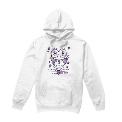 White - Front - SpongeBob SquarePants Mens Grin Felt Pen Hoodie