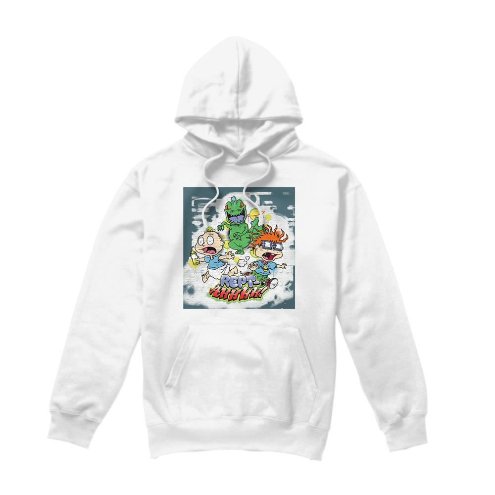 White - Front - Rugrats Mens Rept-Ahhhhh! Tommy & Chucky Hoodie