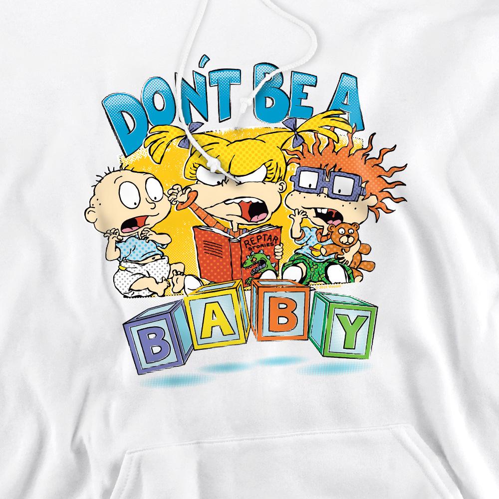 White - Pack Shot - Rugrats Mens Don´t Be A Baby Blocks Hoodie