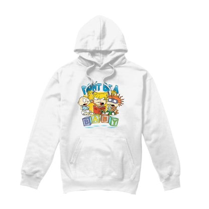 White - Front - Rugrats Mens Don´t Be A Baby Blocks Hoodie