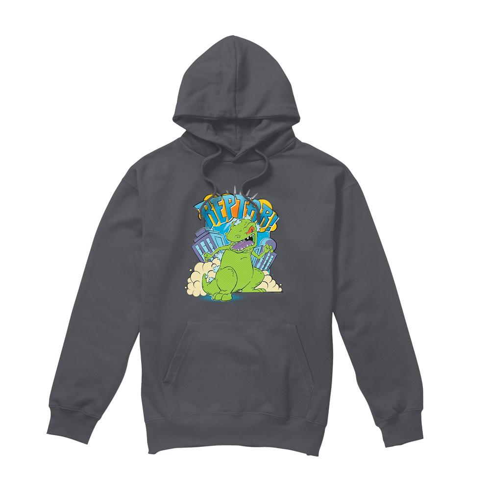 Charcoal - Front - Rugrats Mens Stomp Reptar Hoodie