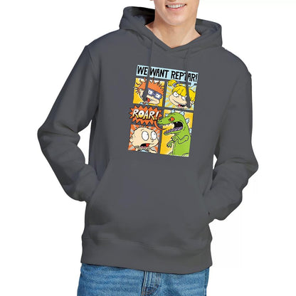 Charcoal - Lifestyle - Rugrats Mens We Want Reptar! Comic Hoodie