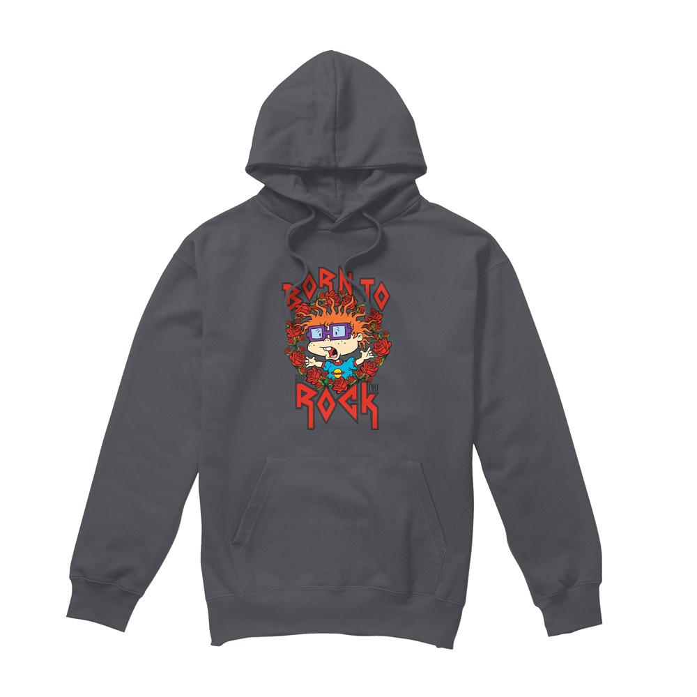 Charcoal - Front - Rugrats Mens Chucky Was Born To Rock Hoodie
