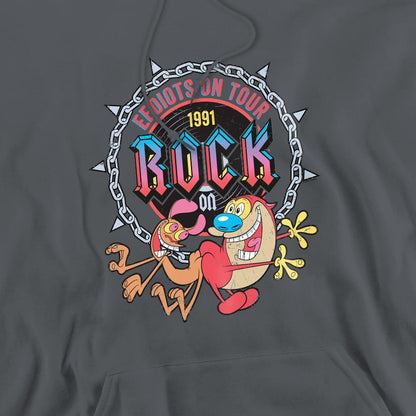 Charcoal - Pack Shot - Ren & Stimpy Mens Eediots On Tour Hoodie