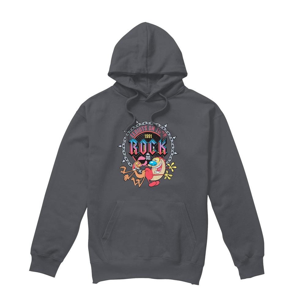 Charcoal - Front - Ren & Stimpy Mens Eediots On Tour Hoodie