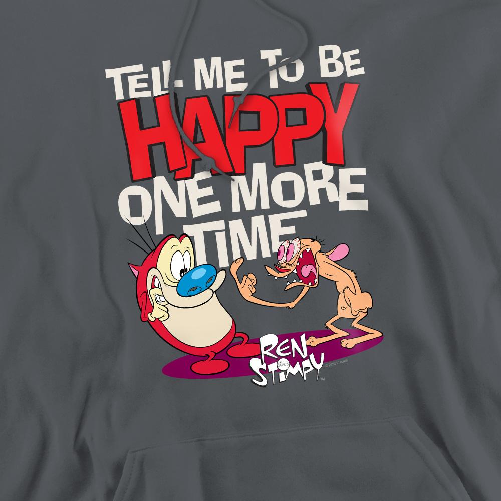 Charcoal - Pack Shot - Ren & Stimpy Mens Tell Me To Be Happy Hoodie