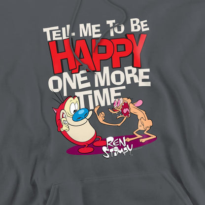 Charcoal - Pack Shot - Ren & Stimpy Mens Tell Me To Be Happy Hoodie