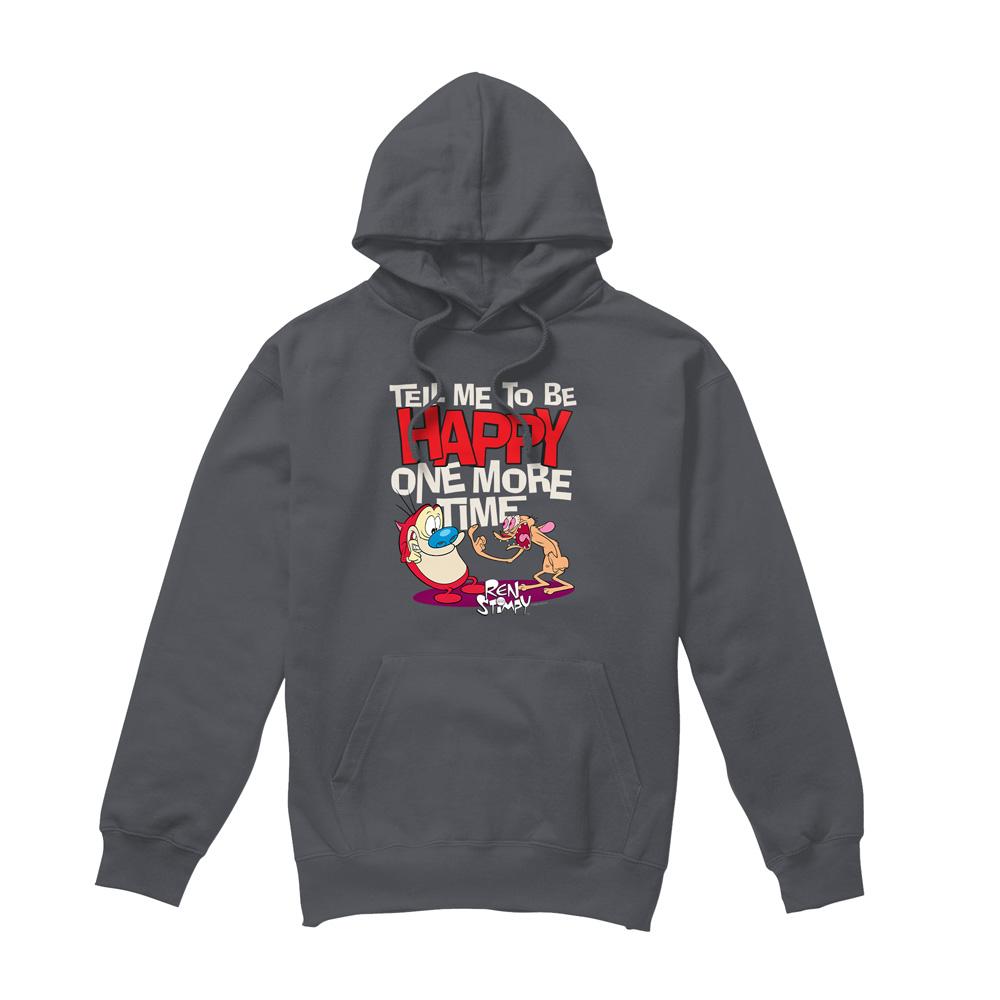 Charcoal - Front - Ren & Stimpy Mens Tell Me To Be Happy Hoodie