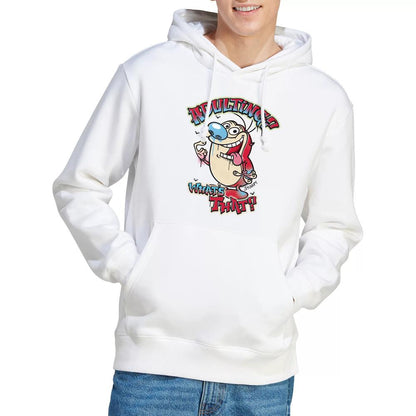 White - Lifestyle - Ren & Stimpy Mens Adulting Whats That? Hoodie