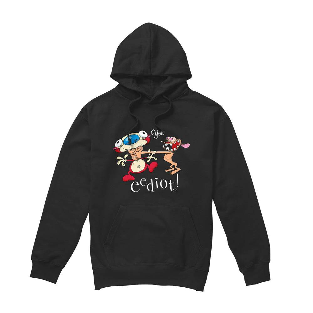 Black - Front - Ren & Stimpy Mens You Eediot Hoodie