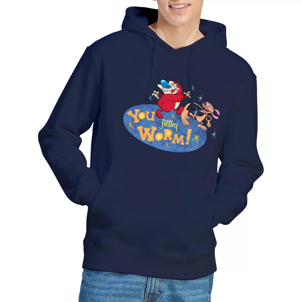 Navy - Lifestyle - Ren & Stimpy Mens You Filthy Worm! Hoodie