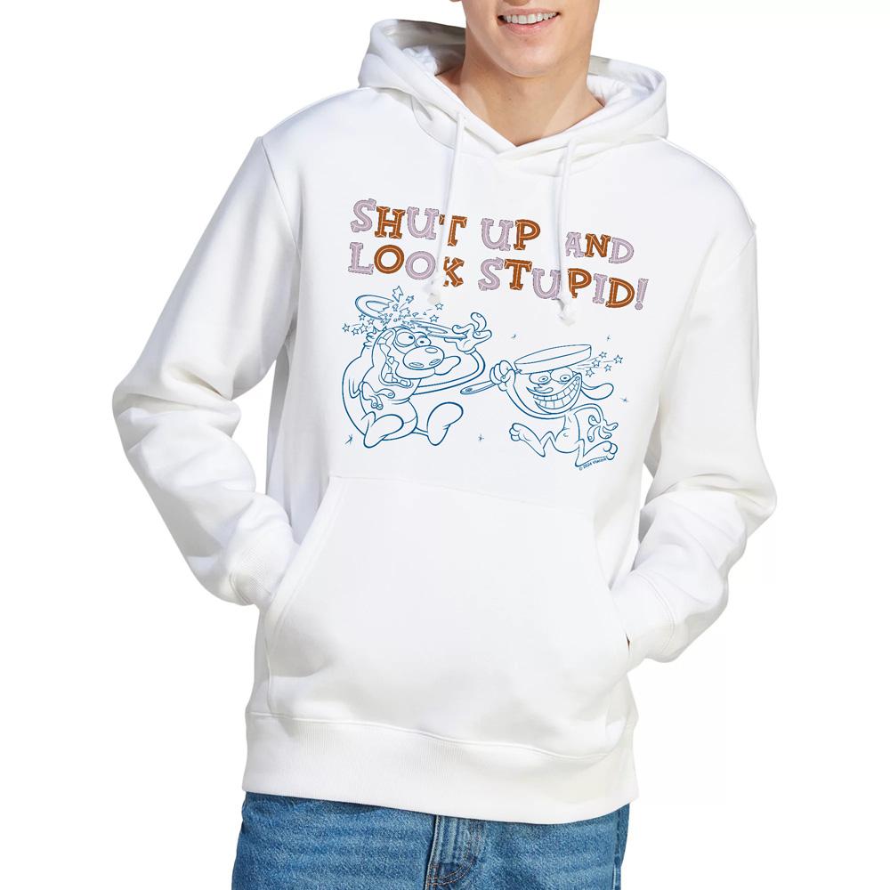 White - Lifestyle - Ren & Stimpy Mens Shut Up And Look Stupid! Hoodie