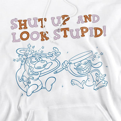 White - Pack Shot - Ren & Stimpy Mens Shut Up And Look Stupid! Hoodie