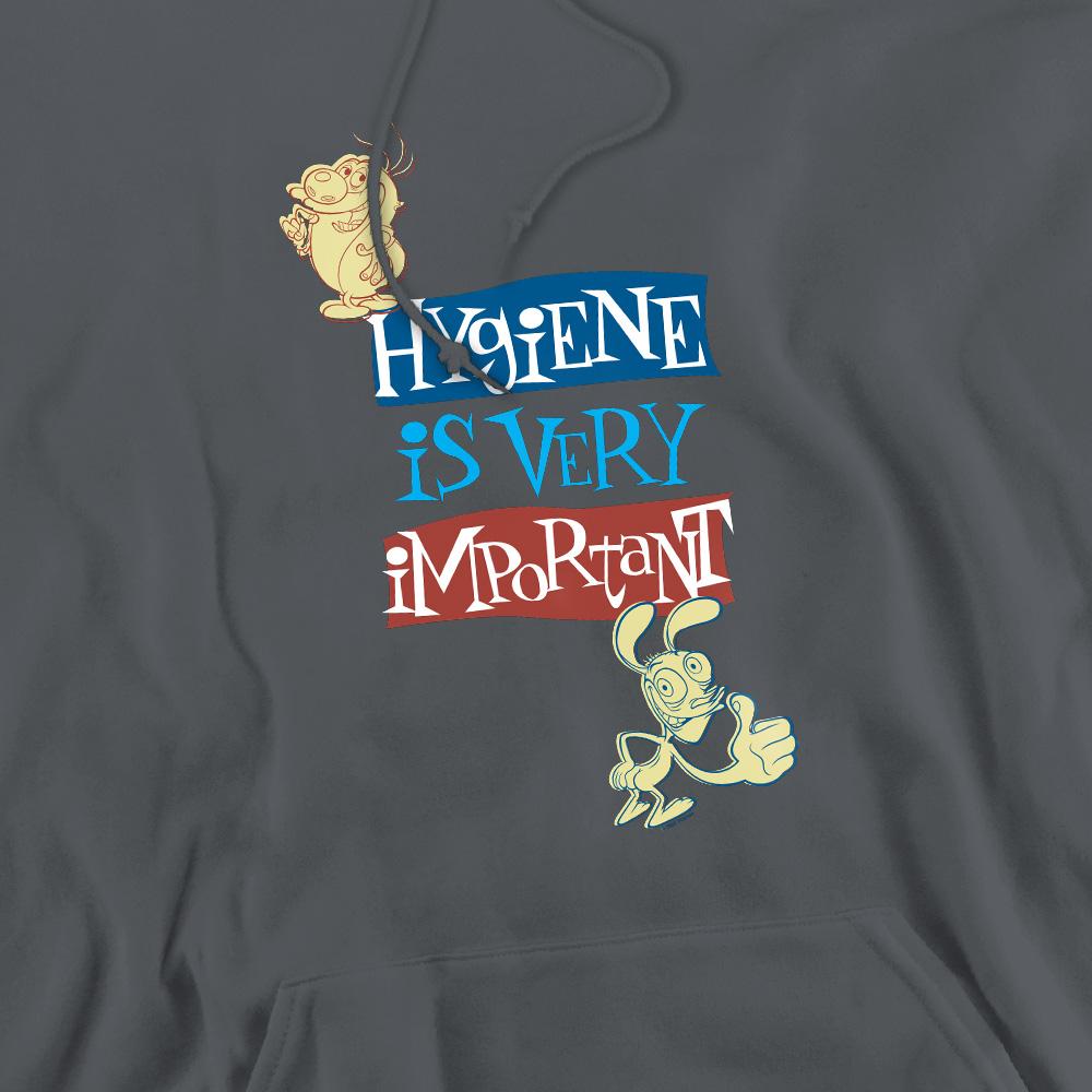Charcoal - Pack Shot - Ren & Stimpy Mens Hygiene Is Very Important Hoodie