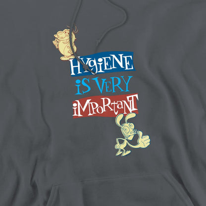 Charcoal - Pack Shot - Ren & Stimpy Mens Hygiene Is Very Important Hoodie