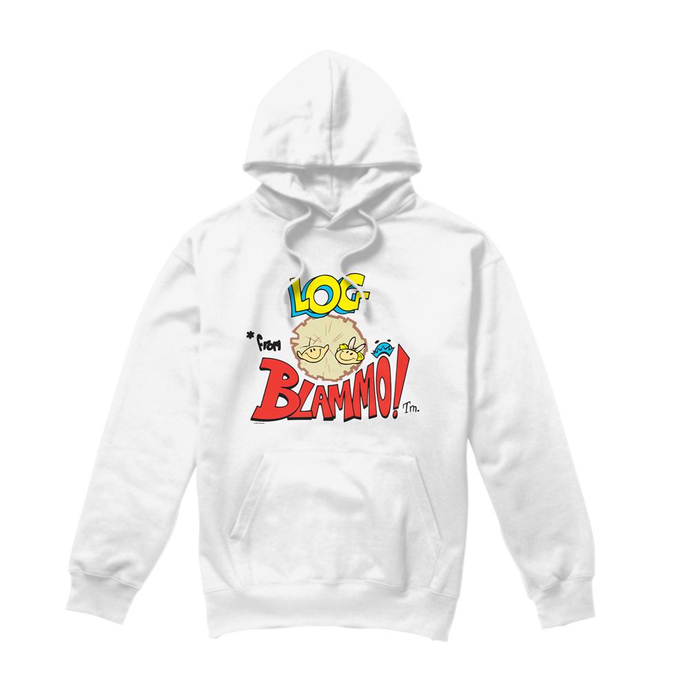 White - Front - Ren & Stimpy Mens Log From Blamo Hoodie
