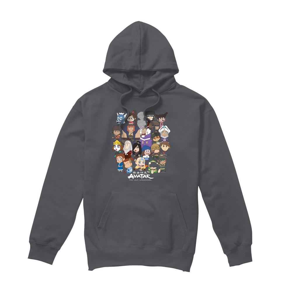 Charcoal - Front - Avatar: The Last Airbender Mens Chibi Group Hoodie